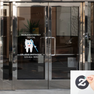 Zahnklinik anpassen Glückliche Molar-Zahnbürste Fensteraufkleber