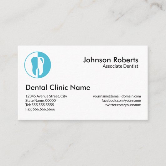 Zahnklinik beruflich Zahnarzt schlicht Visitenkarte (Vorderseite)