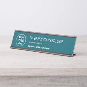 Zahnklinik Zahnarzt Teal Professionelles Logo Schreibtischnamensplakette