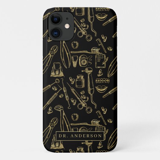 Zahnmedizin Art Gold Muster Monogram Case-Mate iPhone Hülle (Rückseite)