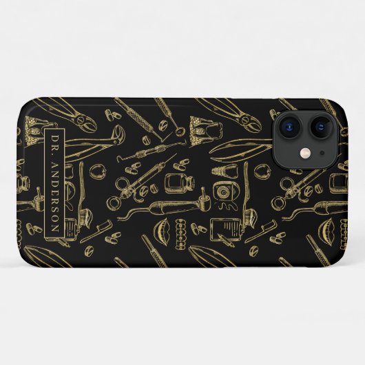 Zahnmedizin Art Gold Muster Monogram Case-Mate iPhone Hülle (Rückseite (Horizontal))