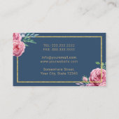 Zahnmedizin Elegant Navy & Gold Blumenzahnärzte Visitenkarte (Rückseite)
