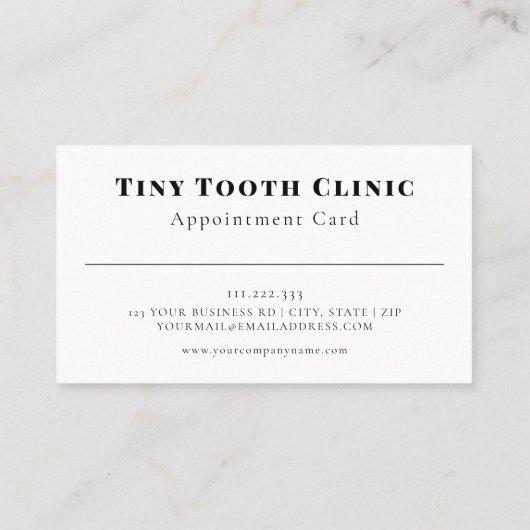 Zahnmedizin Kinder Personalausweis Visitenkarte (Rückseite)