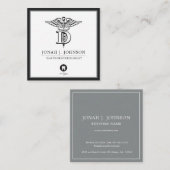 Zahnmedizin| Minimalistisches Schwarz| Graue Grenz Quadratische Visitenkarte (Vorne/Hinten)