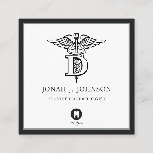 Zahnmedizin| Minimalistisches Schwarz| Graue Grenz Quadratische Visitenkarte (Vorderseite)