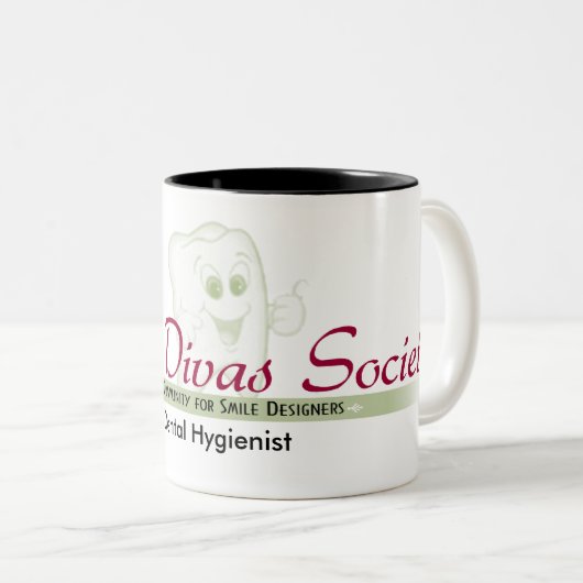 Zahnmedizinische Diva-Hygieniker-Tasse Zweifarbige Tasse (VorderseiteRechts)