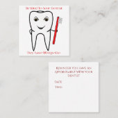 Zahnmedizinische Verabredungs-Erinnerung kardiert Terminkarte (Vorne/Hinten)