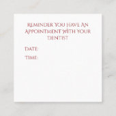 Zahnmedizinische Verabredungs-Erinnerung kardiert Terminkarte (Rückseite)