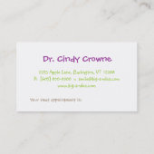 Zahnmedizinischer Geschäfts-Karten-niedlicher Terminkarte (Rückseite)