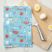 Zahnmedizinisches blaues Muster Geschirrtuch (Viertel Falte)