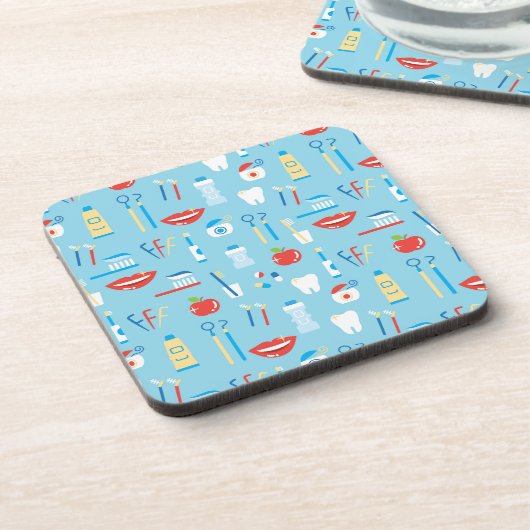 Zahnmedizinisches blaues Muster Getränkeuntersetzer (Linke Seite)