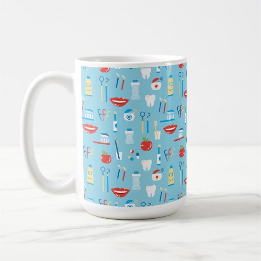 Zahnmedizinisches blaues Muster Kaffeetasse (Links)