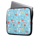 Zahnmedizinisches blaues Muster Laptopschutzhülle (Vorderseite Links)