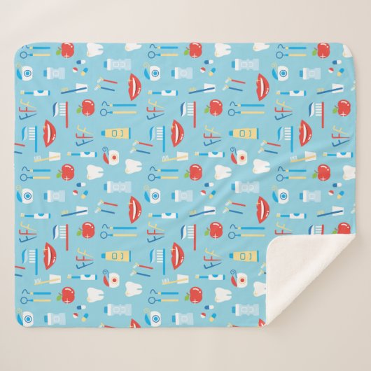 Zahnmedizinisches blaues Muster Sherpadecke (Vorderseite (Horizontal))