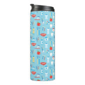 Zahnmedizinisches blaues Muster Thermosbecher (Nach rechts gedreht)