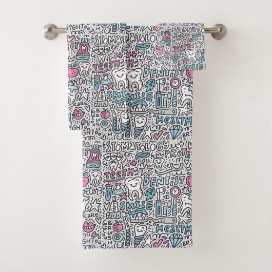 Zahnmedizinisches Cartoon-Muster Badhandtuch Set (Insitu)