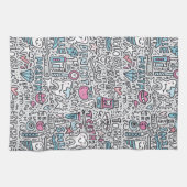 Zahnmedizinisches Cartoon-Muster Geschirrtuch (Horizontal)