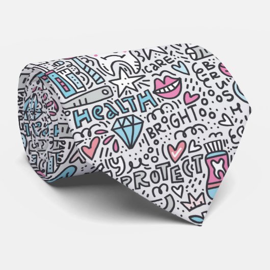 Zahnmedizinisches Cartoon-Muster Krawatte (Gerollt)
