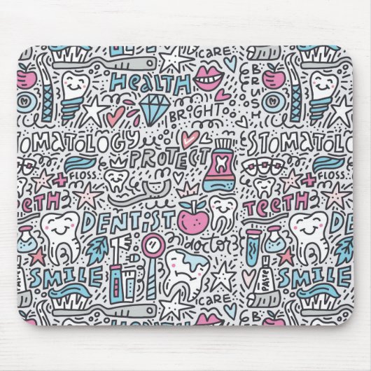 Zahnmedizinisches Cartoon-Muster Mousepad (Vorne)