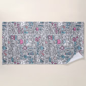 Zahnmedizinisches Cartoon-Muster Strandtuch (Vorderseite)