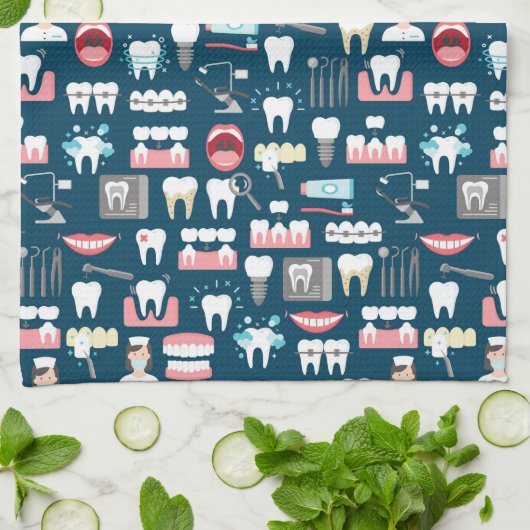 Zahnmedizinisches Klinik-Büro-Muster Geschirrtuch (Gefaltet)