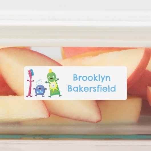 Zahnpasta Zahnbürste Zahnseide personalisiert Etiketten (Befestigt)