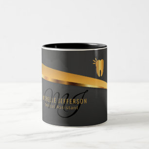 Zahnpersonal - Schwarz und Gold Zweifarbige Tasse