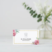 Zahnpflege Eleganter Blumengoldrahmen Zahnarzt Visitenkarte (Stehend Vorderseite)