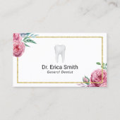 Zahnpflege Eleganter Blumengoldrahmen Zahnarzt Visitenkarte (Vorderseite)