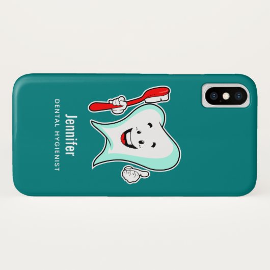 Zahnpflege - Happy Tooth mit Toothbrush Case-Mate iPhone Hülle (Rückseite (Horizontal))