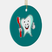 Zahnpflege - Happy Tooth mit Toothbrush Keramik Ornament (Rechts)