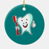 Zahnpflege - Happy Tooth mit Toothbrush Keramik Ornament (Hinten)