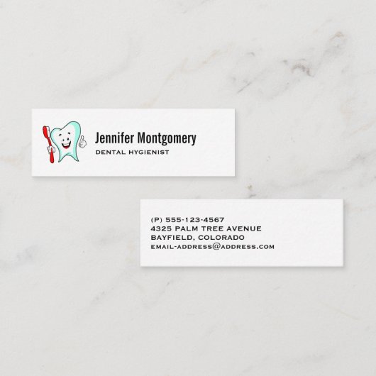 Zahnpflege - Happy Tooth mit Toothbrush Mini Visitenkarte (Vorne/Hinten)