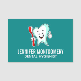 Zahnpflege - Happy Tooth mit Toothbrush Namensschild