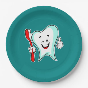 Zahnpflege - Happy Tooth mit Toothbrush Pappteller