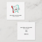 Zahnpflege - Happy Tooth mit Toothbrush Quadratische Visitenkarte (Vorne/Hinten)