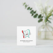 Zahnpflege - Happy Tooth mit Toothbrush Quadratische Visitenkarte (Stehend Vorderseite)