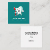 Zahnpflege - Happy Tooth mit Toothbrush Quadratische Visitenkarte (Vorne/Hinten)