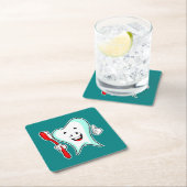 Zahnpflege - Happy Tooth mit Toothbrush Rechteckiger Pappuntersetzer (Vor Ort)