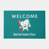 Zahnpflege - Happy Tooth mit Toothbrush Willkommen Fußmatte (Vorderseite)