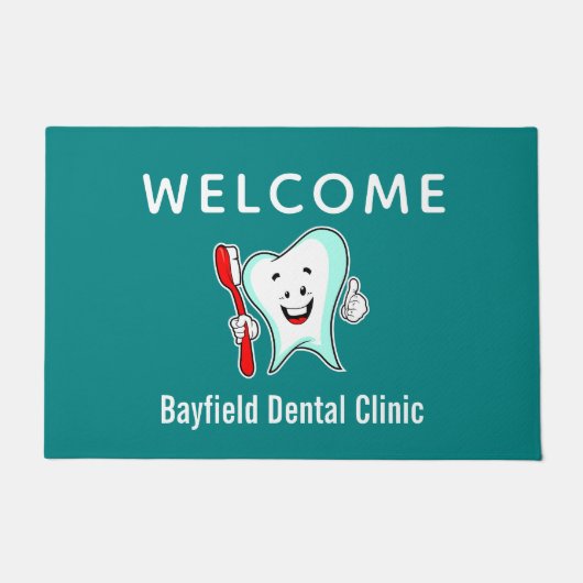 Zahnpflege - Happy Tooth mit Toothbrush Willkommen Fußmatte (Vorderseite)