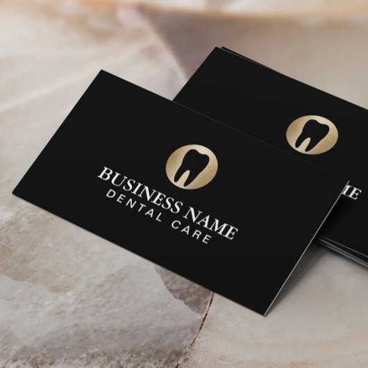 Zahnpflege Modernes Schwarz/Gold Beruflich Visitenkarte