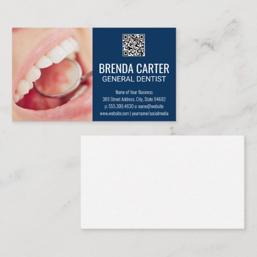 Zahnprüfung | QR Scan Code Business Card Visitenkarte (Vorne/Hinten)