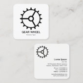 Zahnrad 01 - Schwarz auf Weiß Quadratische Visitenkarte (Vorne/Hinten)