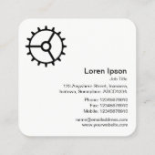 Zahnrad 01 - Schwarz auf Weiß Quadratische Visitenkarte (Rückseite)