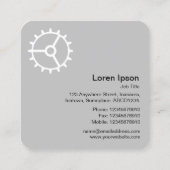 Zahnrad 01 - weiß auf schwarz quadratische visitenkarte (Rückseite)