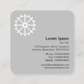 Zahnrad 02 - Schwarz auf Weiß Quadratische Visitenkarte (Rückseite)