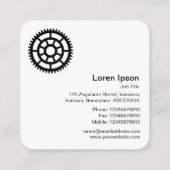 Zahnrad 03 - Schwarz auf Weiß Quadratische Visitenkarte (Rückseite)