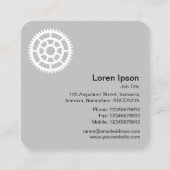 Zahnrad 03 - Weiß auf schwarz Quadratische Visitenkarte (Rückseite)