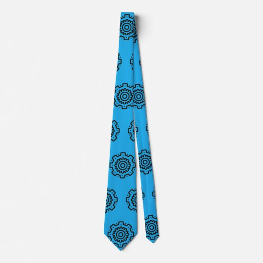 Zahnrad auf Blau  Krawatte (Vorderseite)